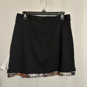 ZARA Basic size L Floral Sequin Multicolor Lined Mini Skirt thumbnail 7