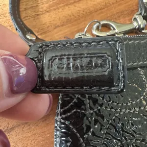 Coach Signature C Wristlet Classic Black Leather Zip Closure Y2K thumbnail 4
