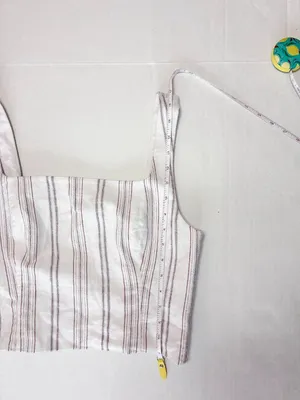 Antonio Melani Striped Crop Top 100% Cotton - Ivory / Bark - Size 12 thumbnail 7