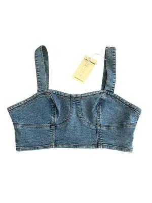 LOVE TRENDS Denim Crop Tank Top Size Medium NEW NWT thumbnail 8