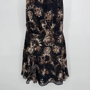 Free People Katerina Mini Dress Large Black‎ Floral Halter Neck Boho Party Chic thumbnail 6