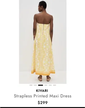 Kivari Linen Blend Strapless Maxi Dress Yellow Size XS thumbnail 3