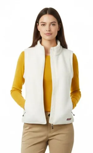 Vineyard Vines White Fleece Quilted Zip Up Sleeveless Vest M thumbnail 1