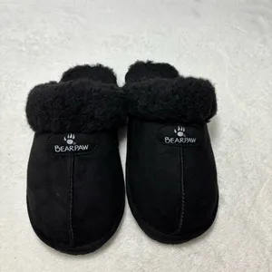 BearPaw vegan faux‎ fur Loki women black slippers Size 7 thumbnail 3