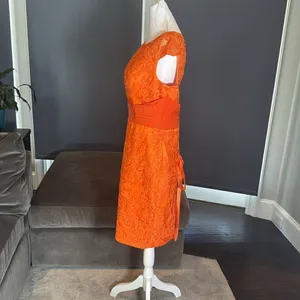 Women’s Orange Tea Length Formal Mother of the Bride Dress Corset Back Size 14 thumbnail 7