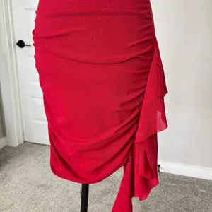 Privy Red One Shoulder Dress M Y2K Romantic Shimmer Homecoming Sorority Rush‎ thumbnail 9