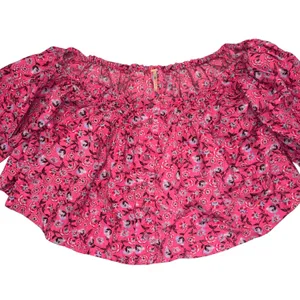 NEW With Tag Free People Pink Floral Cropped James Smock Top Small thumbnail 5