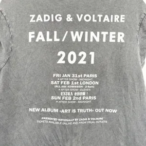 Zadig & Voltaire Womens Faded Grey Skull Graphic Grunge Punk Rocker Muscle Tee M thumbnail 6