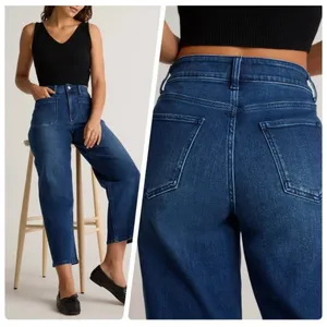 Quince Stretch High Rise Patch Pocket Wide Leg Jeans Midnight Blue 27‎ thumbnail 2