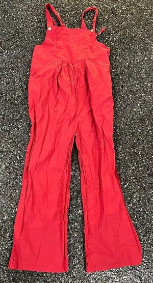 Women’s Red Medium 100% Cotton Overall Jumpsuit Romper thumbnail 1