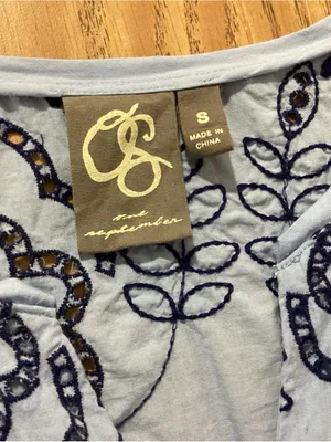 One September Blue Paulette Embroidered Eyelet Top Size Small thumbnail 6