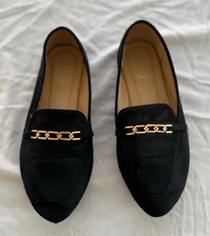 ASOS Black Loafers with Gold Chain Detail thumbnail 1