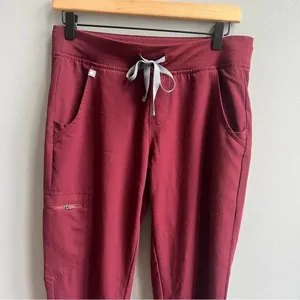 Figs Zamora Jogger Scrub Pants Burgundy Drawstring Waist Slim Fit Pant Small thumbnail 7