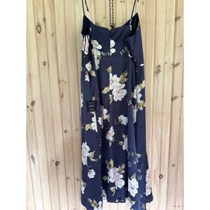 NWT Lulus Radiant Occasion Navy Blue Floral Satin A-Line Maxi Dress Resort Sz 3X thumbnail 6