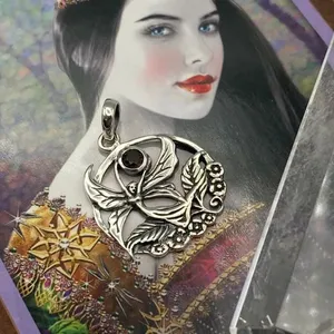 Smoky Quartz Sterling Silver Fairy Pendant thumbnail 2