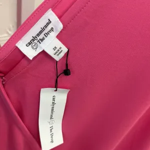 NWT The Drop Women's @caralynmirand Sleeveless‎ Wrap Jumpsuit Rose Pink Stretch thumbnail 10