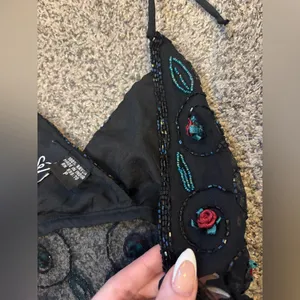 Backless Beaded Halter Top Black thumbnail 4