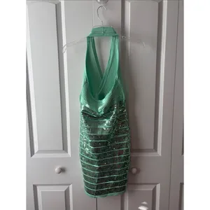 Wow Couture Mint Green Halter Sequin Bodycon Dress Size Small Mermaidcore thumbnail 3