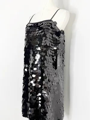 White House Black Market Black Sequin Mini Dress Size 12 NWT Party Vegas thumbnail 4