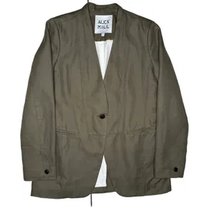 Alex Mill Janine Twill Blazer Army Olive Green Linen Blend Small Jacket $325 thumbnail 6