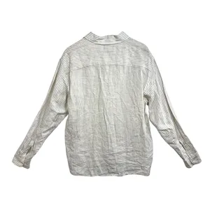 Abercrombie & Fitch White Gray Stripe Linen Long Sleeve Button Down Shirt Size M thumbnail 3