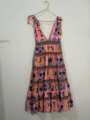 Farm Rio Seashell Tapestry Sleeveless Midi Dress size large thumbnail 5