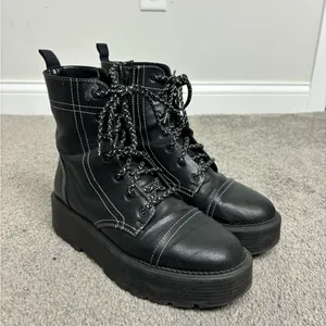ASOS Black combat lace up‎ boots thumbnail 9