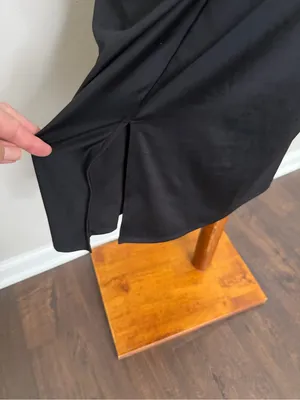 Nine West Little Black Dress Midi Bodycon Ruched Stretchy Lined Party Cocktail thumbnail 2