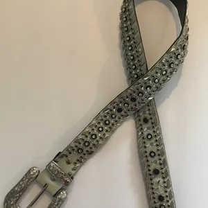 Western Rhinestone Crystal Genuine Leather Belt S Cowlgirl Up Silver Rodeo Queen thumbnail 4