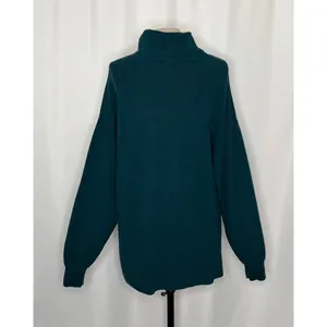FREE PEOPLE Softly Structured Solid Teal Sweater Turtleneck Tunic Knit Medium thumbnail 9