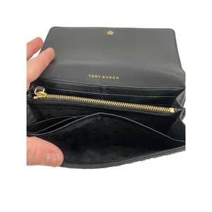 Tory Burch Marion Embossed black leather long envelope wallet thumbnail 3