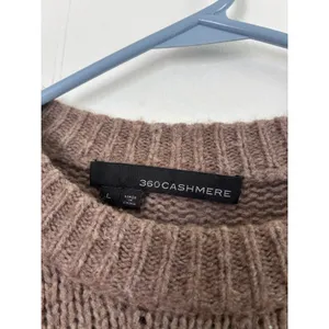 360 Cashmere Merino Wool Plaid Sweater Taupe Black Magenta Large L26 P24 thumbnail 6