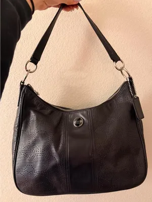 Black Vintage Coach Signature Stripe Perforated Leather Bag 2013 thumbnail 1