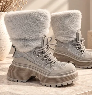 NEW Michael Kors Shiloh Mixed-Media Platform Boots – Bone – Size 8M thumbnail 1