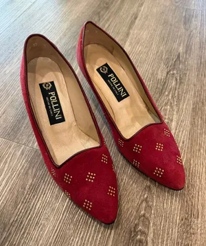 Pollini vintage pointy toe heels red suede leather 37 / US 7 thumbnail 1