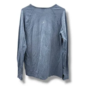 Gymshark Vital Seamless 2.0 Top Women XL Blue‎ Marl Long Sleeve Thumbholes thumbnail 3