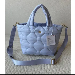 LuLulemon Quilty Pleasures Tote Bag Mini Light Blue Quilted Shoulder Bag thumbnail 2