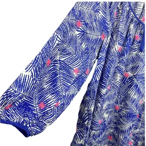 Vineyard Vines Silk Blouse Top Blue Pink Palm Print Long‎ Sleeve S Embroidered thumbnail 6