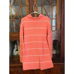 J. Jill Reversible Coral White Stripe Mock Neck Sweater Tunic Size Small‎ New thumbnail 2