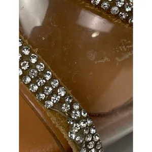 Zara Brown Embellished Rhinestones Pointed Toe Kitten Heels Slingback Sandals 37 thumbnail 6