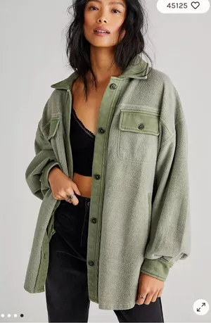 Free People Oversized Fall Ruby Shirt Jacket / Shacket in Sage Green - Size XS thumbnail 1
