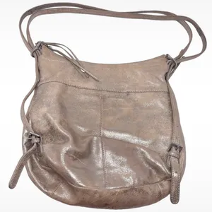HOBO International Taupe Silver Metallic “Merrin” Leather Backpack Shoulder Bag thumbnail 5