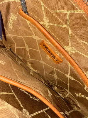 Wrangler Tooled Leather Cross Body Brown Fringe LARGE NWT floral western purse thumbnail 6