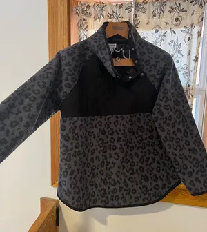 J.Crew Fleece Pullover cheetah print small thumbnail 1