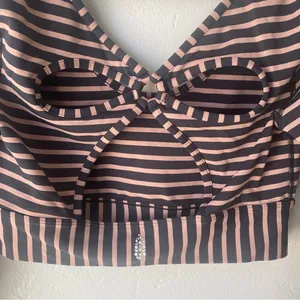 FP Movement Black & Tan Striped Bow Cut Out Long Sleeve Workout Crop Top thumbnail 3