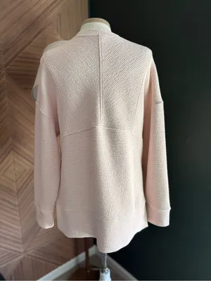 CALIA by Carrie Underwood textured crewneck blush pink lounge cozy sweatshirt S thumbnail 4