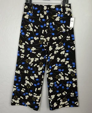 Maeve The Colette Floral Cropped Wide-leg Ponte Pants thumbnail 2