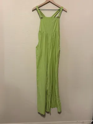BiBi Sleeveless Linen Cotton Pockets Loose Wide Leg Jumpsuit Size Large thumbnail 2