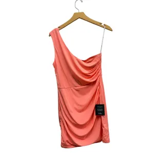 Lulus Extraordinary Poise Coral Pink One-Shoulder Mini Dress size Large NWT thumbnail 2