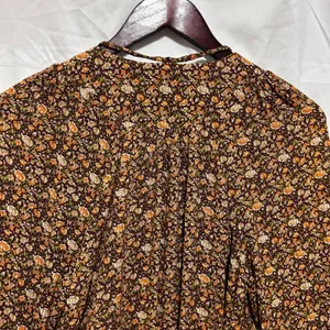 Natural Life Women Cottage Ditsy Floral Top XS Boho Prairie Earthy‎ Romantic thumbnail 5